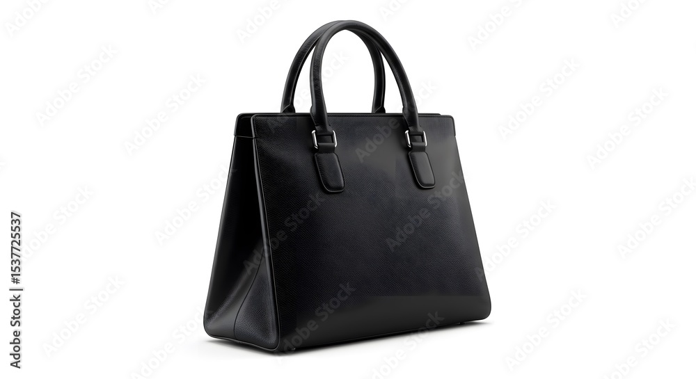 Naklejka premium Elegant Black Leather Handbag Isolated on White Style and Sophistication in a Classic Accessory