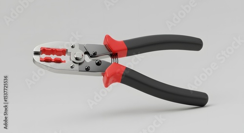 Professional Cable Crimping Pliers with Red and Black Handles - 3D Render