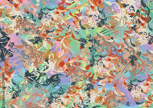 Bright chaotic floral motifs for textiles or fabrics. Fantastic autumn colors for  fashion trends, business concepts, covers, scrapbooking, interior solutions, tiles, prints, posters, etc. Vector