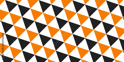 Orange and black triangle pattern background. Triangle pattern background. Triangle background. Seamless pattern. for backdrop, decoration, Gift wrapping. Halloween decoration.