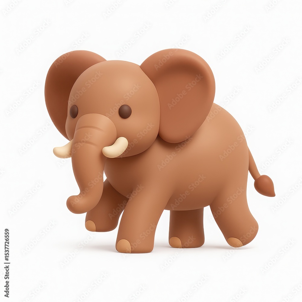 Obraz premium Cute Brown Cartoon Elephant 3D Rendering
