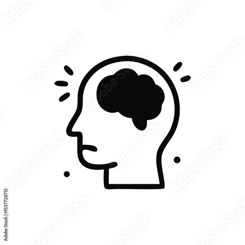 Profile view of a head with a troubled brain, depicting mental distress.