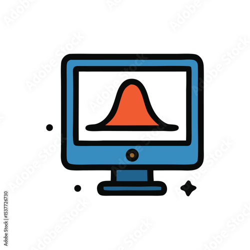 Computer screen displaying a bell curve graph, illustrating data distribution.