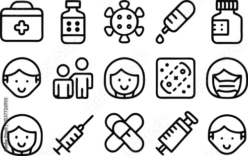 A collection of children s vaccination icons isolated on transparent background