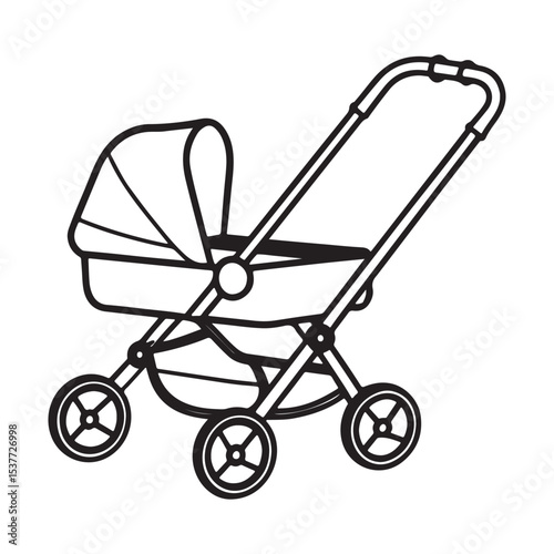 baby carriage on white background