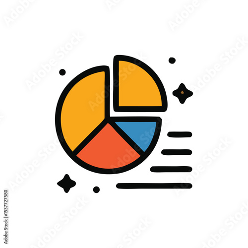 Colorful pie chart infographic illustrating data segmentation and analysis.