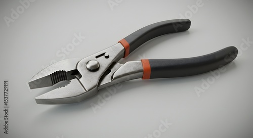 Professional Slip Joint Pliers with Black and Orange Handles - 3D Render
