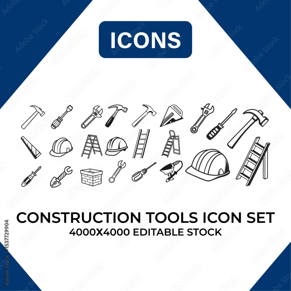 Fototapeta premium Construction Tools Icon Set