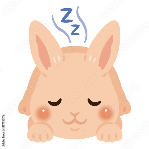 うつ伏せで眠るウサギのイラスト
