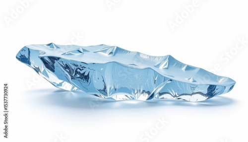 A stunning macro shot of a crystal-clear ice shard, displaying its intricate details and textures 
