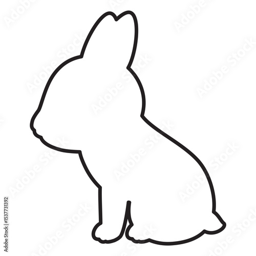 お座りした横向きのウサギの線画
