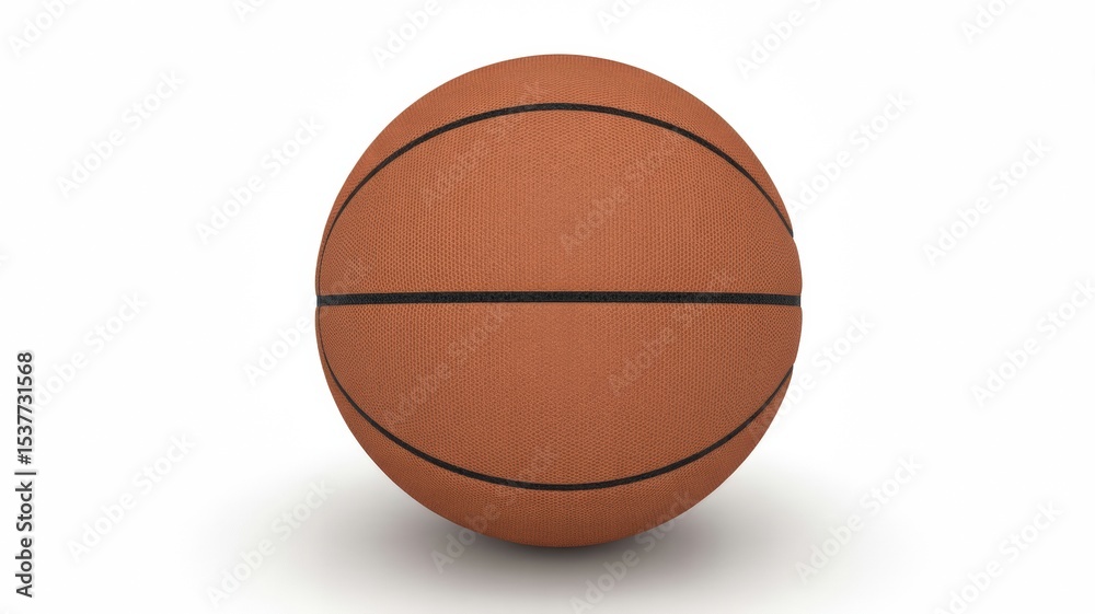 Fototapeta premium A basketball sits still on a flat surface, showcasing its orange color and textured pattern, indicating it is prepared for a game or practice session in a recreational area