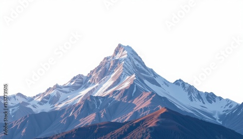 Majestic mountain peaks covered in snow under a clear sky. The towering mountain range creates a stunning landscape with a serene atmosphere. The image evokes a sense of awe and the power of nature.
