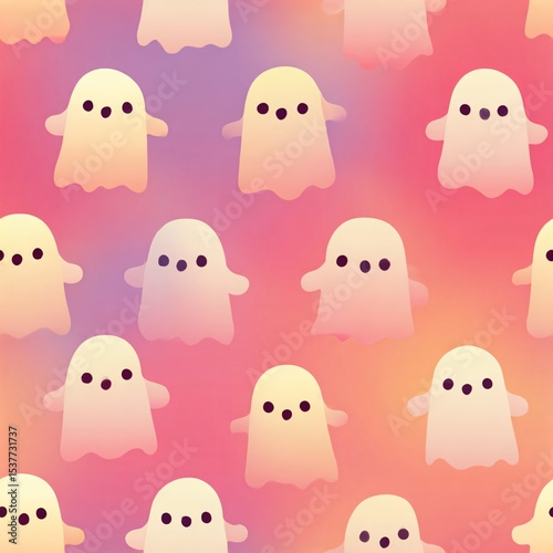 Whimsical Ghost Patterns Digital Art Colorful Background Playful Vibe Creative Perspective