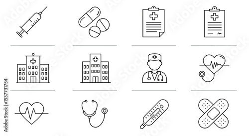 a healthcare icon in a minimalist, colorless style.