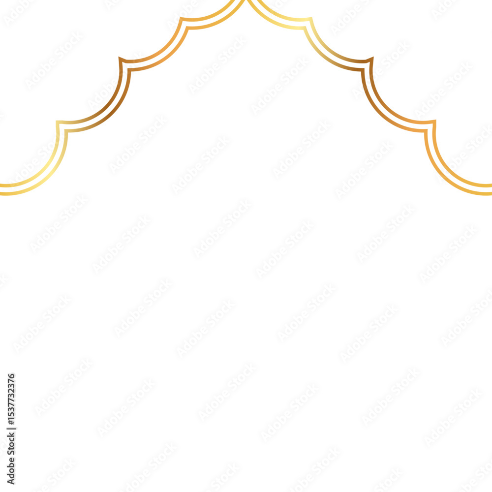 Fototapeta premium Islamic Gold Border Outline Arch and Mosque Dome Frame for Eid, Ramadan, and Greeting Card Decoration