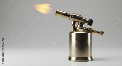 Vintage Brass Blowtorch with Flame - High-Quality 3D Render