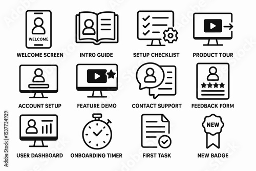 User interface icons for onboarding and product features