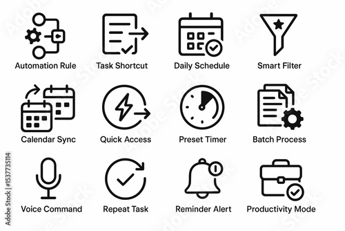 Icons representing task management and productivity tools