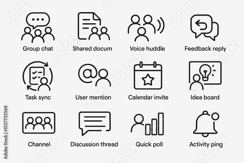 Communication and collaboration icons for digital workflows