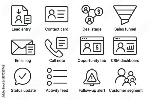Business icons for lead management and crm systems