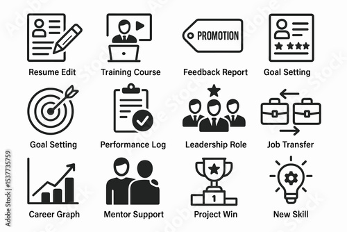 Business icons for career development and professional growth
