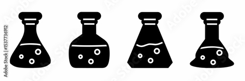 Beaker icon collection. Stock vector illustration.