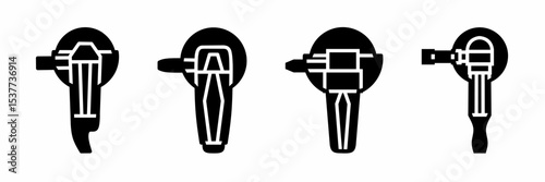 Grinding machine icon collection. Stock vector illustration.