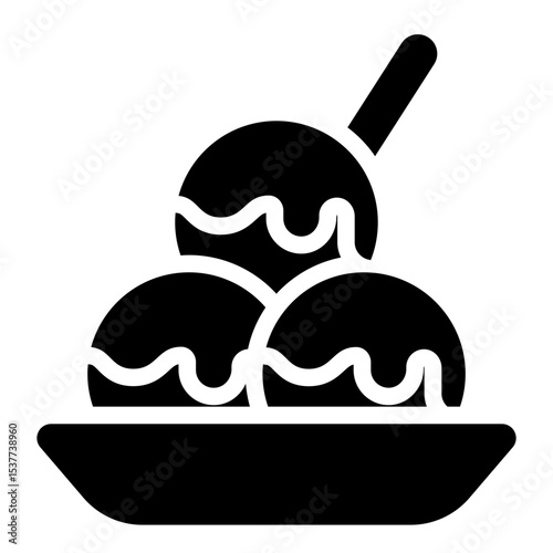 takoyaki bowl food glyph icon served at japanese festival
