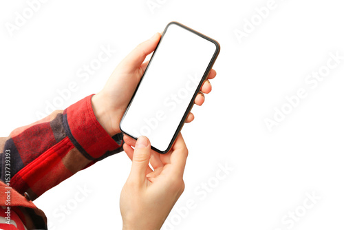Wallpaper Mural Individual showing blank smartphone screen, isolated on white, PNG Torontodigital.ca