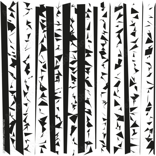 Vertical stripe design. Black triangle pattern. Tribal vector style. Symmetric linear texture.