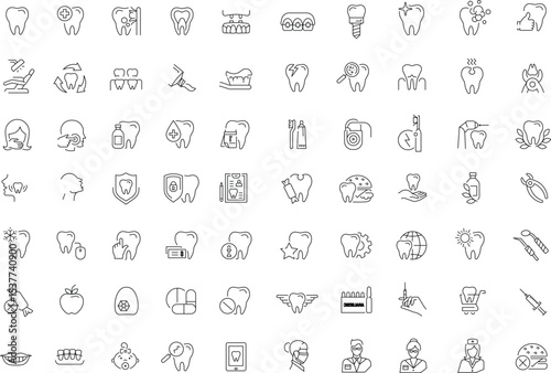 Comprehensive Collection of Dental Icons 100+ High-Quality Line Art Graphics for Websites, Apps, and Presentations