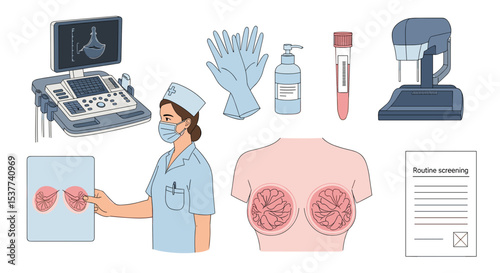 Breast cancer screening mammogram ultrasound and examination for early detection and prevention is vital