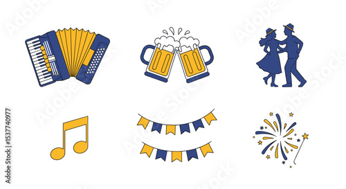 Celebrate oktoberfest with beer accordion music dancing and festive decorations for a fun german festival