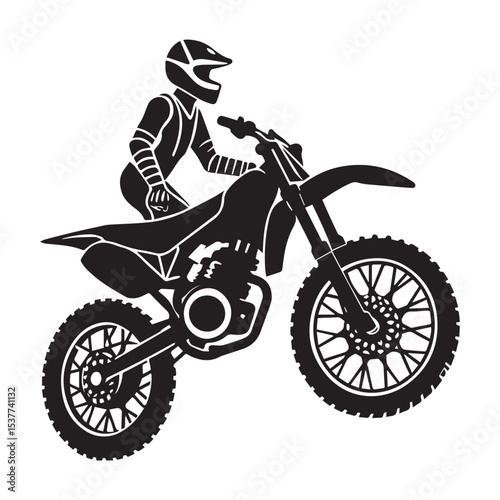 Thrilling Motocross Rider Silhouette Action Sports Vector Illustration