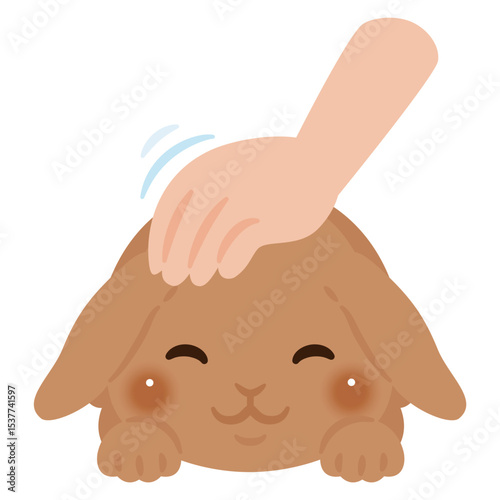 頭を撫でられるウサギのイラスト