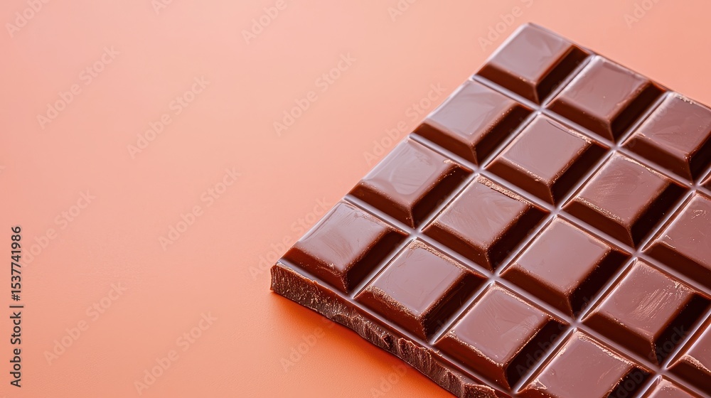 Fototapeta premium Dark Chocolate Bar on Coral Background