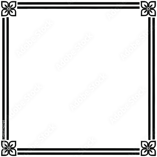 Elegant Floral Frame: A delicate floral frame with sleek black lines, perfect for framing memorable photos, adding a touch of sophistication to invitations, or embellishing cherished keepsakes.