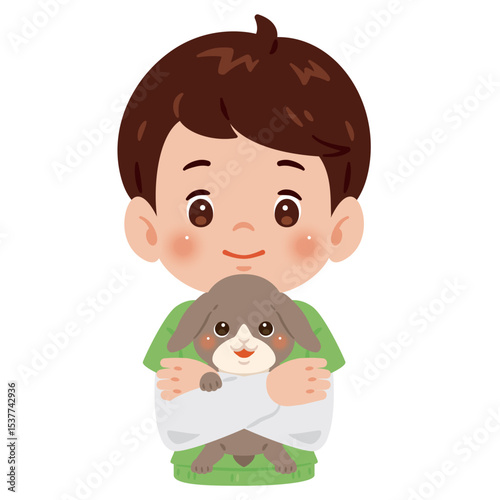 ウサギを抱く男の子1
