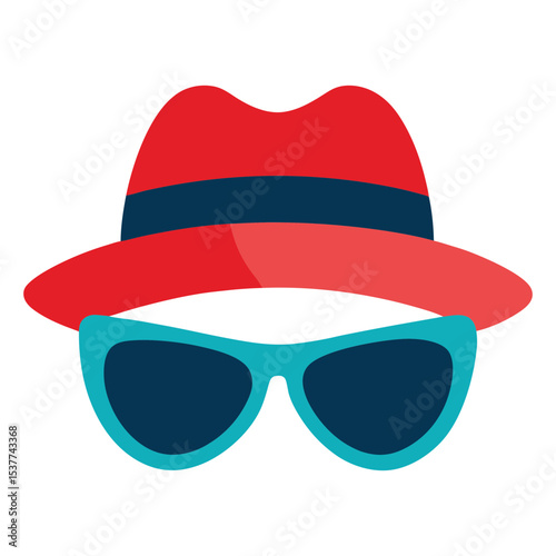 Hat with sun glass vector art