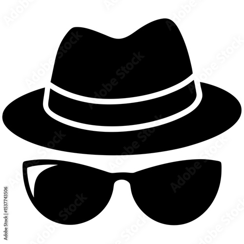 Hat with sun glass silhouette vector art illustration