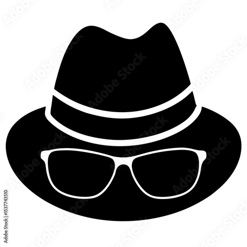 Hat with sun glass silhouette vector art illustration