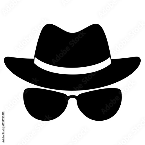 Hat with sun glass silhouette vector art illustration