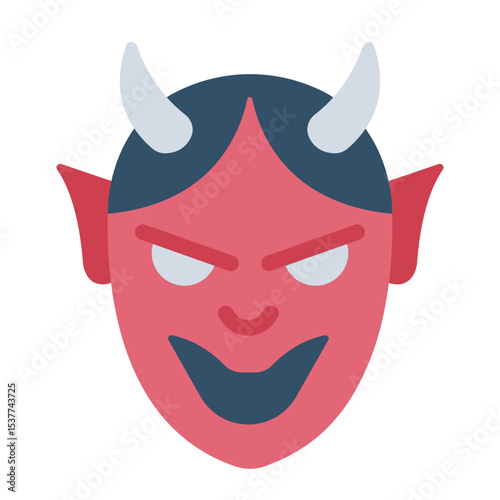 Oni mask flat icon for festival and traditional costume