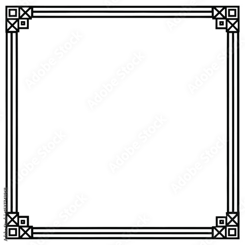 Elegant Frame in Modern Design: A captivating, minimalist black frame stands out against a blank background. Its refined design offers a blend of simplicity and sophistication.
