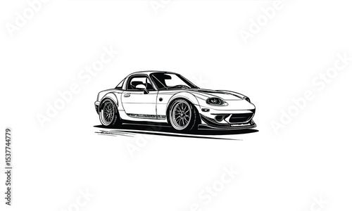 Automobile Design and Style: A stunning automotive illustration. The lines flow seamlessly, capturing the essence of speed and innovation in this beautiful and classic car