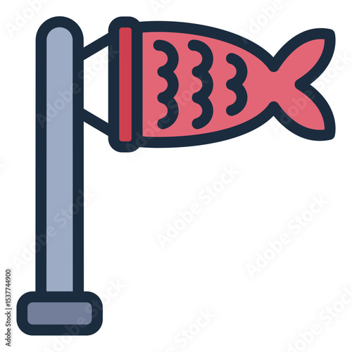 koinobori banner with carp for japanese festival filled line icon design
