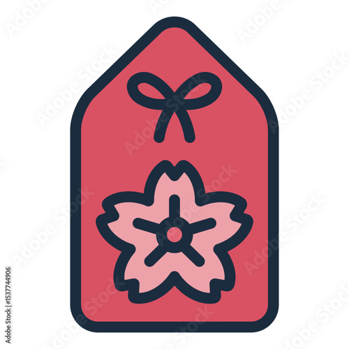 omamori charm filled line icon used in obon festival for protection