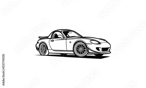 Sleek Roadster Silhouette: A stylish illustration of a sports car, capturing the essence of speed and design with clean lines, perfect for automotive concepts.