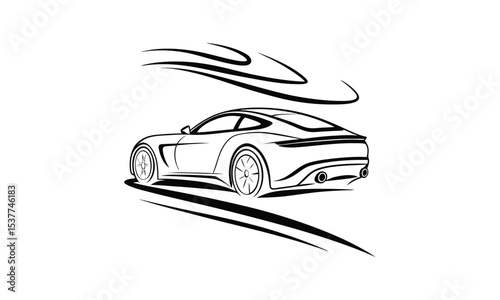 Sports Coupe Design: Sleek lines and dynamic curves define this stylish sports coupe illustration, capturing the essence of speed and elegance. 